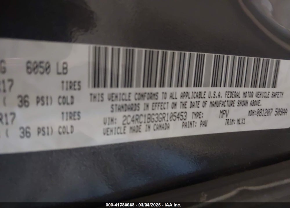 2016 CHRYSLER TOWN & COUNTRY TOURING VIN: 2C4RC1BG3GR105453