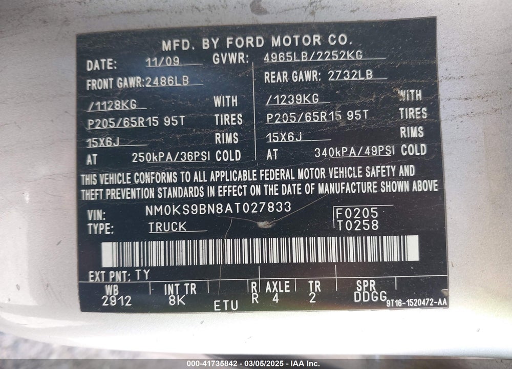 2010 FORD TRANSIT CONNECT XLT VIN: NM0KS9BN8AT027833