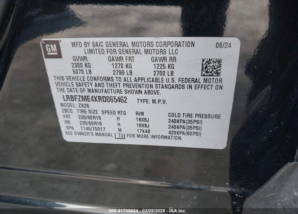 2024 BUICK ENVISION PREFERRED AWD VIN: LRBFZME4XRD065462