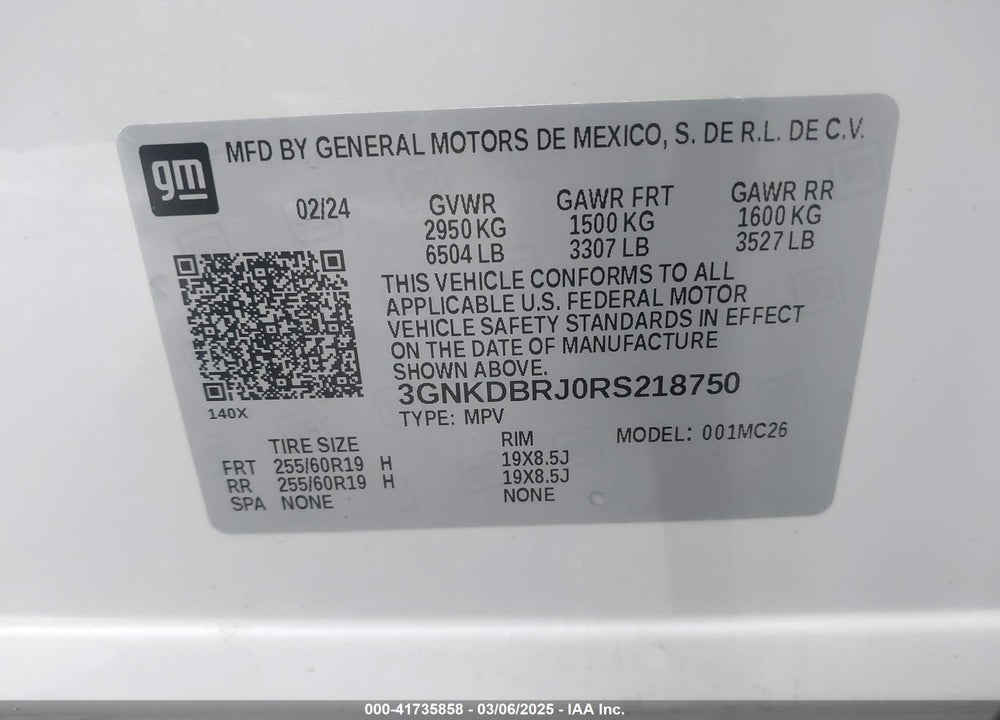 2024 CHEVROLET BLAZER EV VIN: 3GNKDBRJ0RS218750