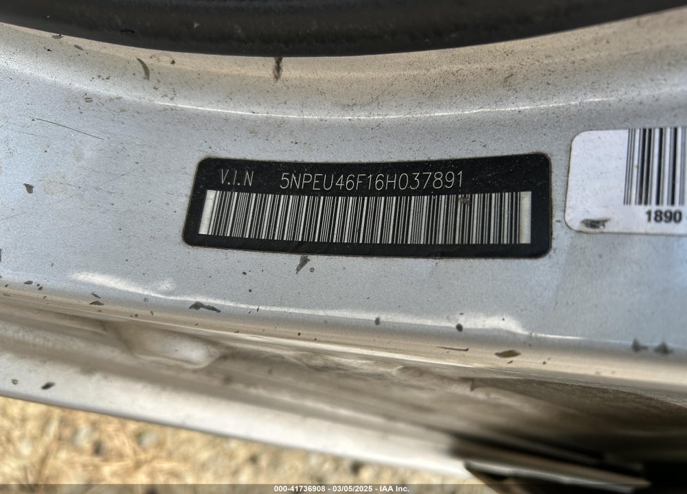 2006 HYUNDAI SONATA VIN: 5NPEU46F16H037891