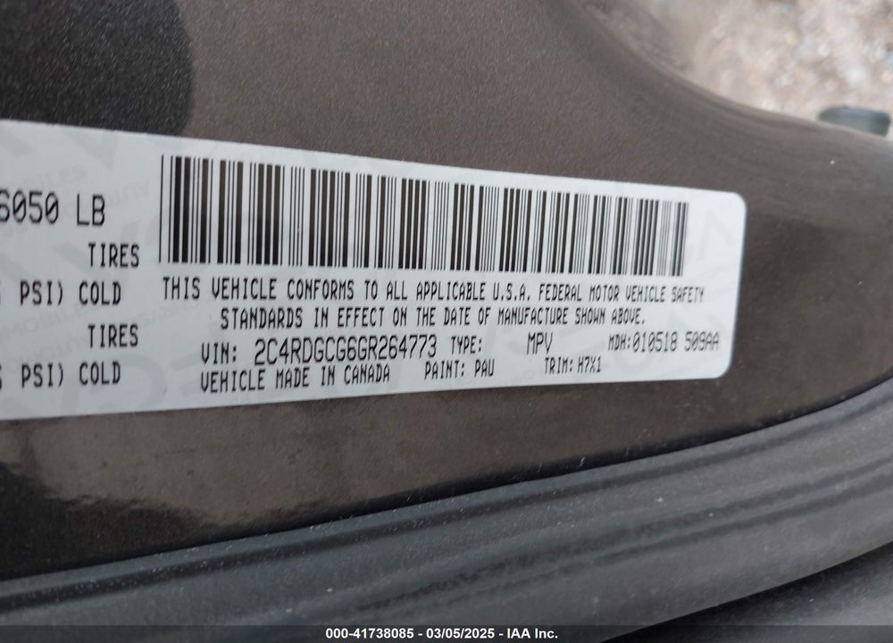 2016 DODGE GRAND CARAVAN SXT VIN: 2C4RDGCG6GR264773