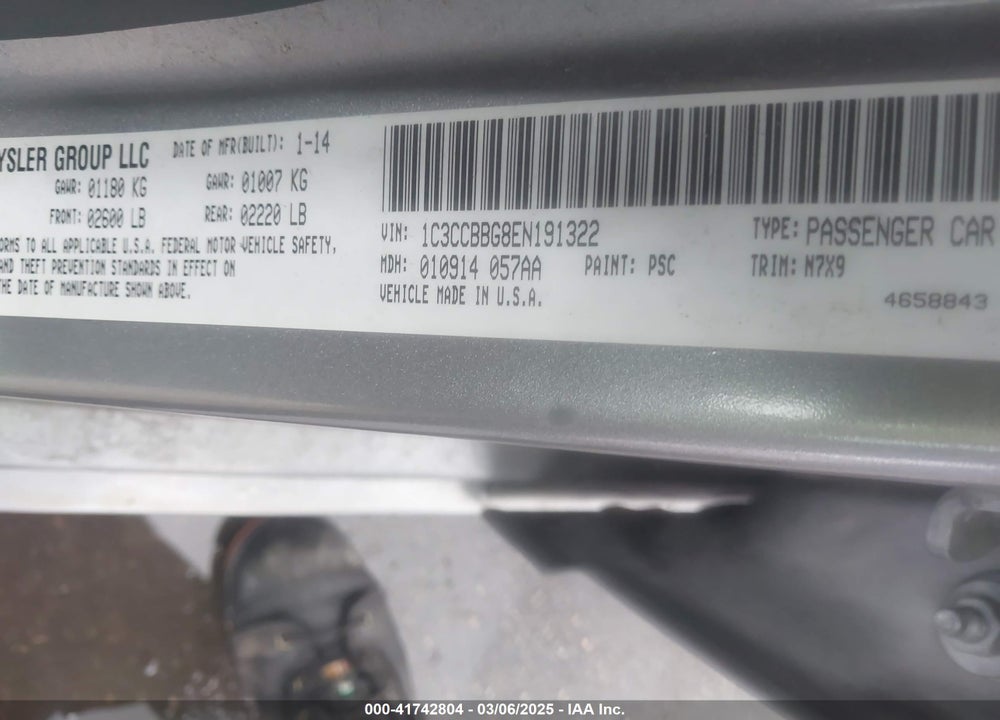 2014 CHRYSLER 200 TOURING VIN: 1C3CCBBG8EN191322