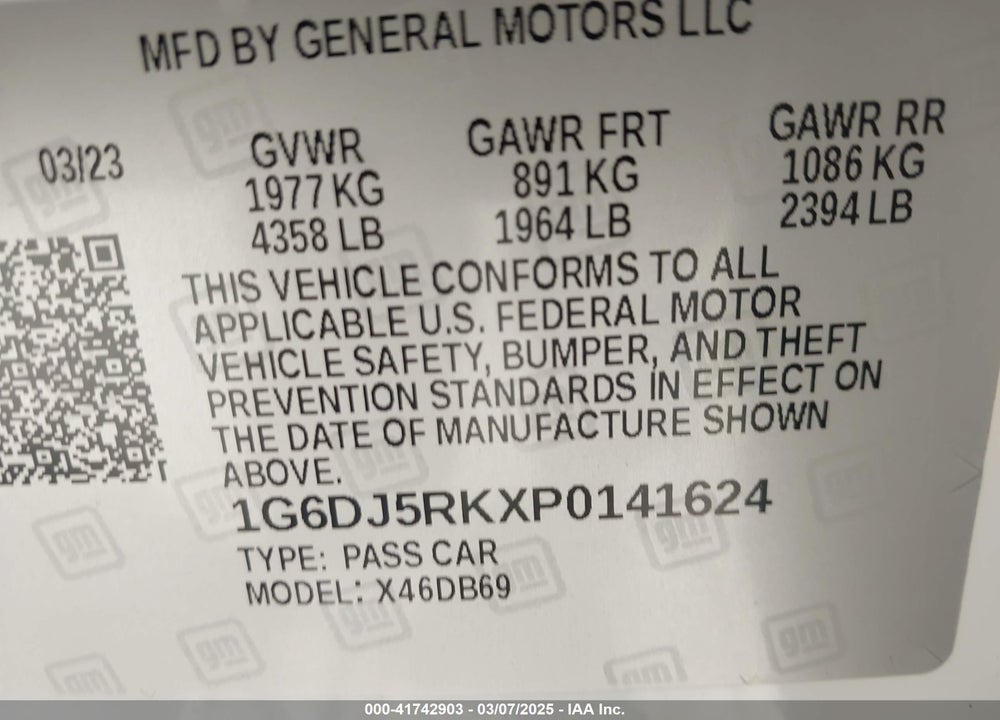 2023 CADILLAC CT4 LUXURY VIN: 1G6DJ5RKXP0141624