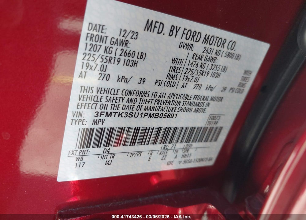 2023 FORD MUSTANG MACH-E PREMIUM VIN: 3FMTK3SU1PMB05691