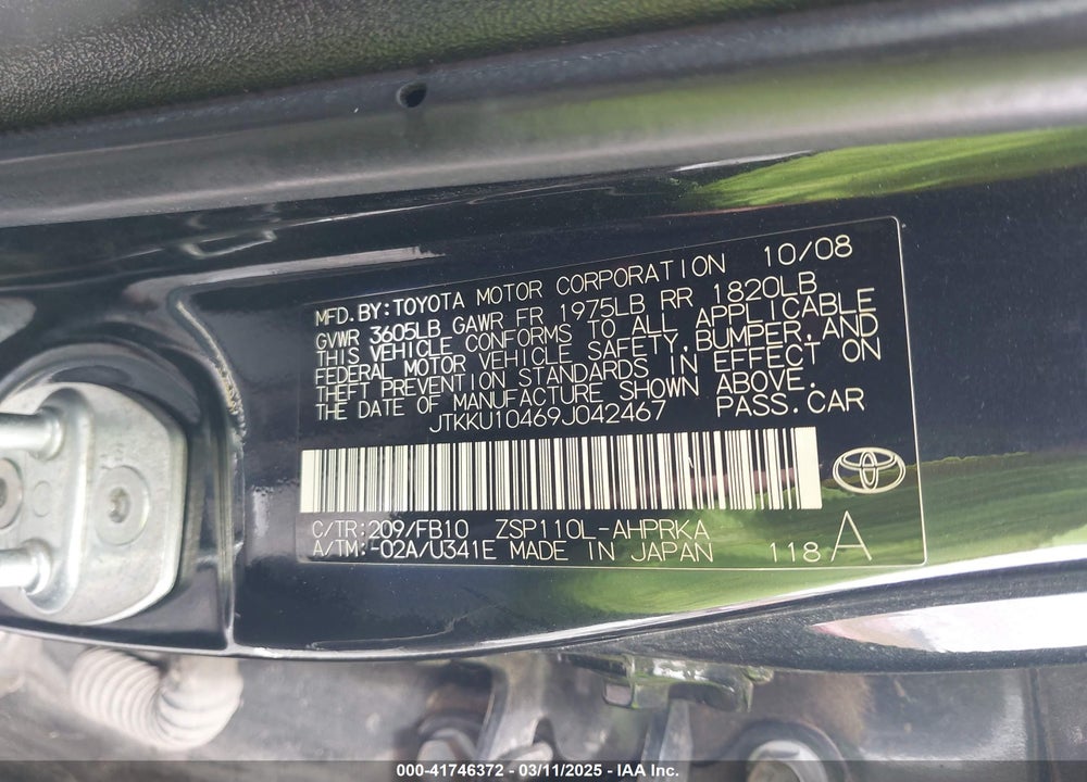 2009 SCION XD VIN: JTKKU10469J042467