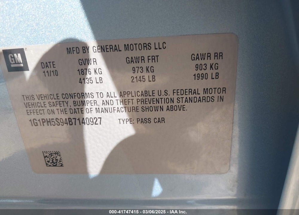 2011 CHEVROLET CRUZE LTZ VIN: 1G1PH5S94B7140927