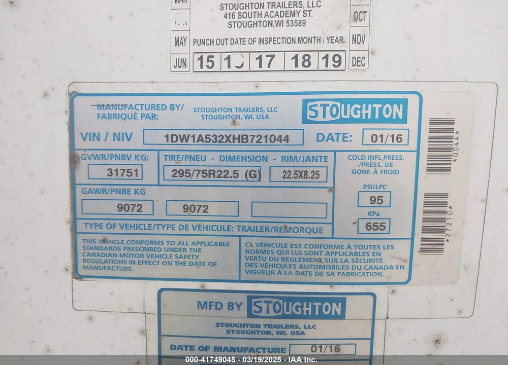 2017 STOUGHTON TRAILERS INC --- VIN: 1DW1A532XHB721044