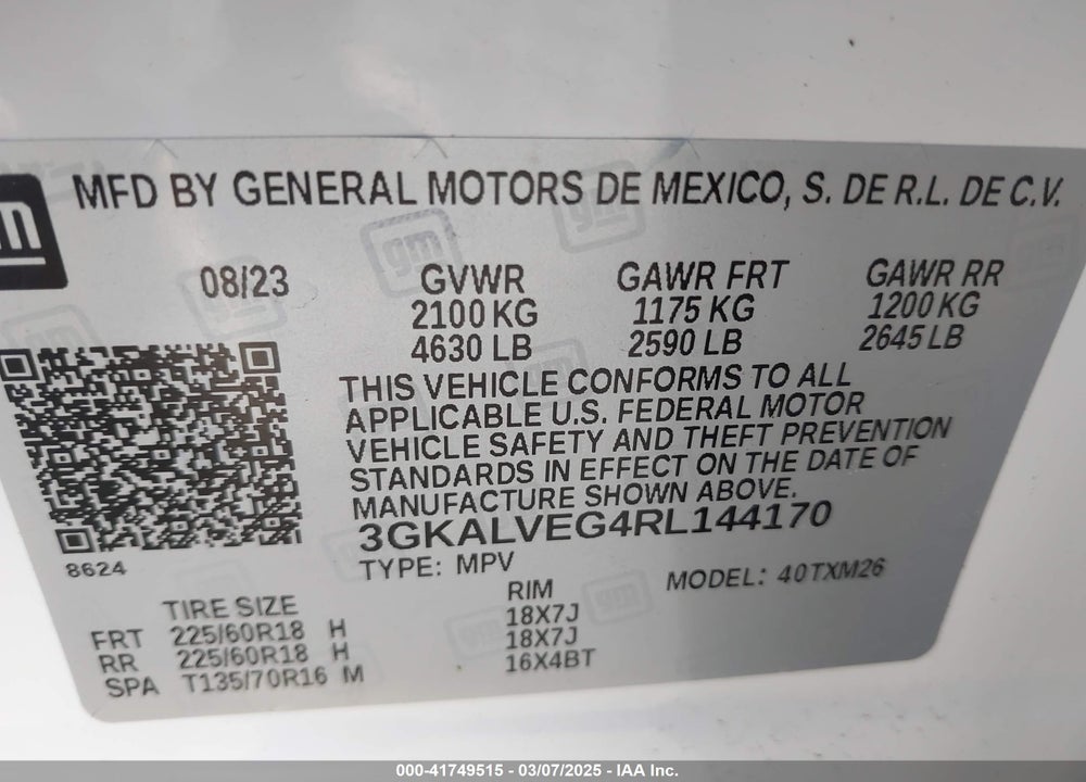 2024 GMC TERRAIN AWD SLT VIN: 3GKALVEG4RL144170
