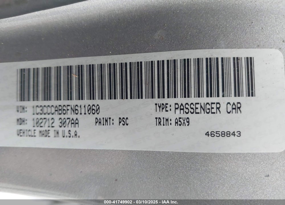 2015 CHRYSLER 200 VIN: 1C3CCCAB6FN611060