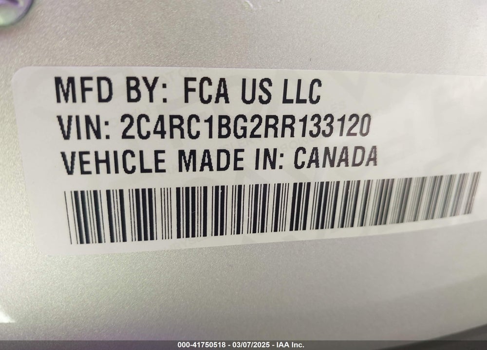2024 CHRYSLER PACIFICA TOURING L VIN: 2C4RC1BG2RR133120