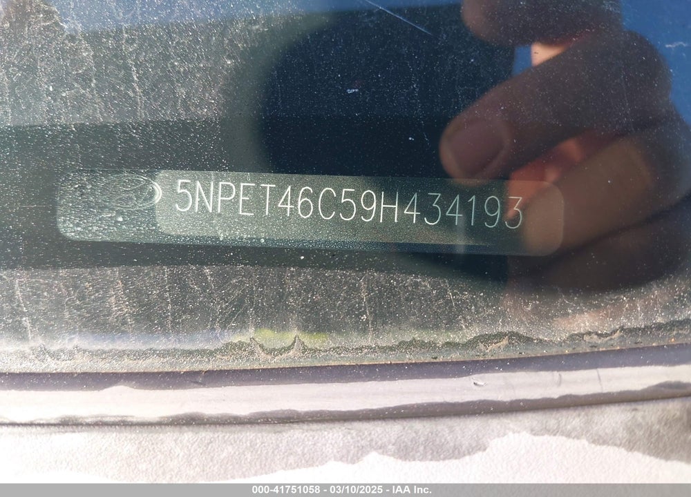 2009 HYUNDAI SONATA VIN: 5NPET46C59H434193