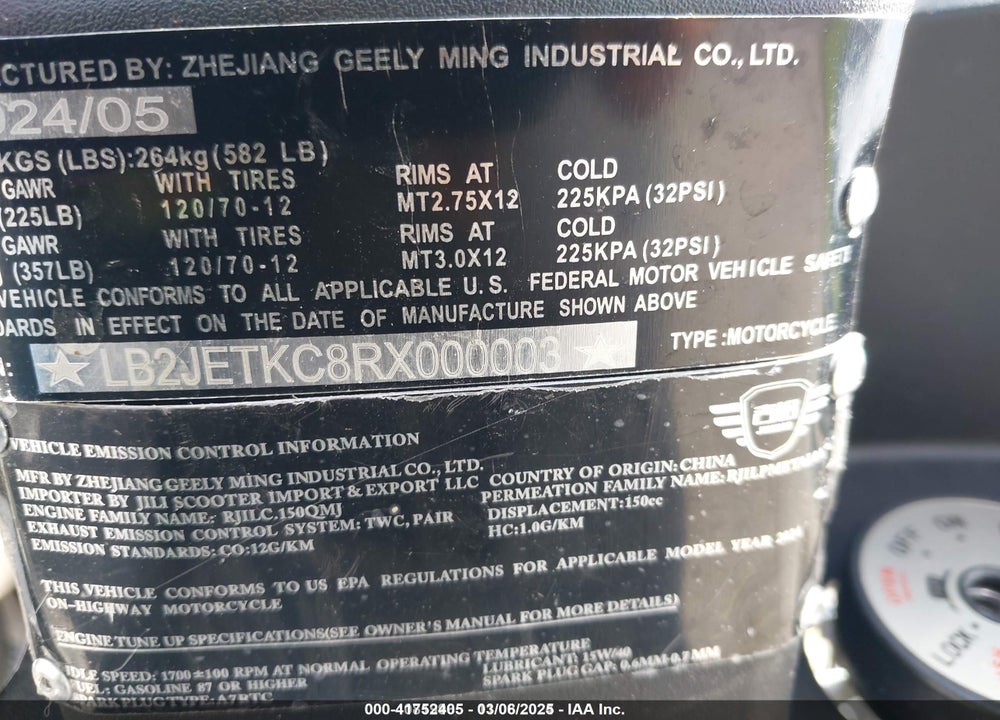 2024 APSP SCOOTER VIN: LB2JETKC8RX000003