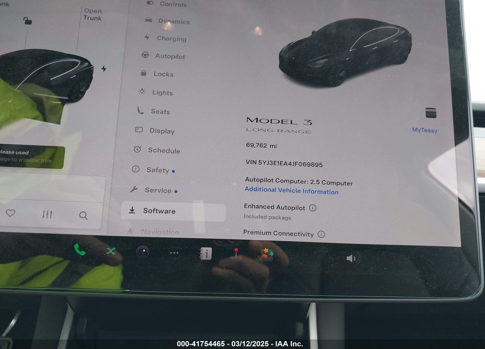 2018 TESLA MODEL 3 LONG RANGE/MID RANGE VIN: 5YJ3E1EA4JF069895