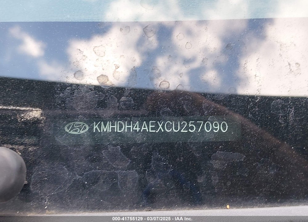 2012 HYUNDAI ELANTRA VIN: KMHDH4AEXCU257090
