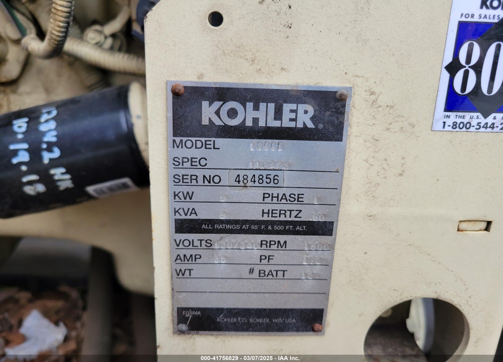1996 KOHLER POWER SYSTEM VIN: 484856
