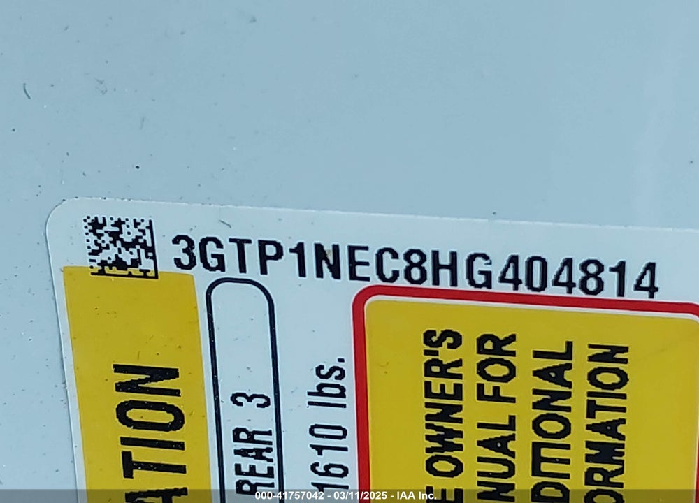 2017 GMC SIERRA 1500 SLT VIN: 3GTP1NEC8HG404814