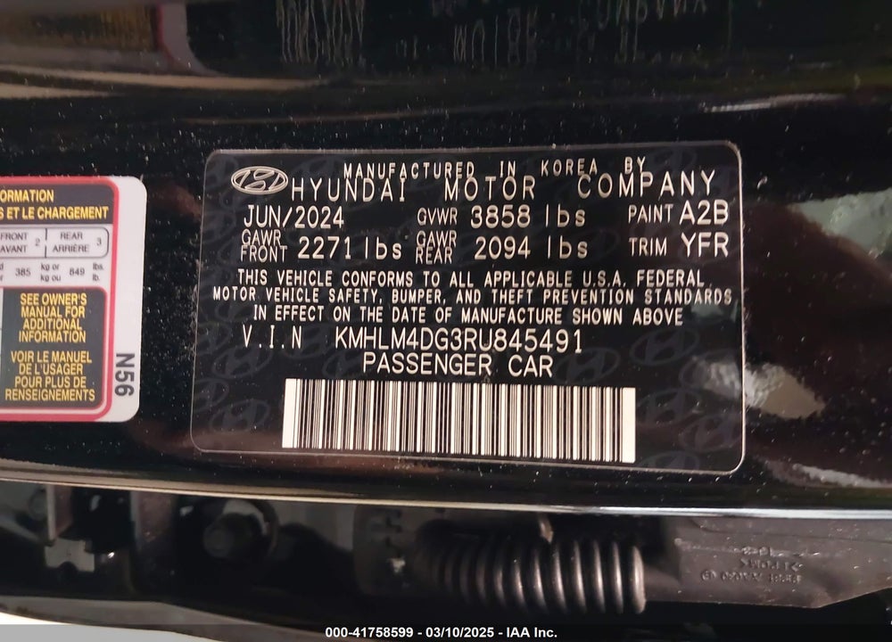 2024 HYUNDAI ELANTRA VIN: KMHLM4DG3RU845491