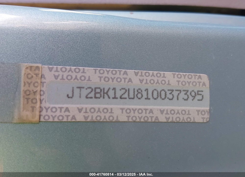 2001 TOYOTA PRIUS VIN: JT2BK12U810037395