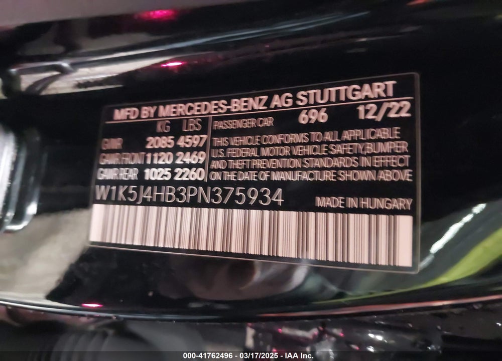 2023 MERCEDES-BENZ CLA 250 COUPE VIN: W1K5J4HB3PN375934