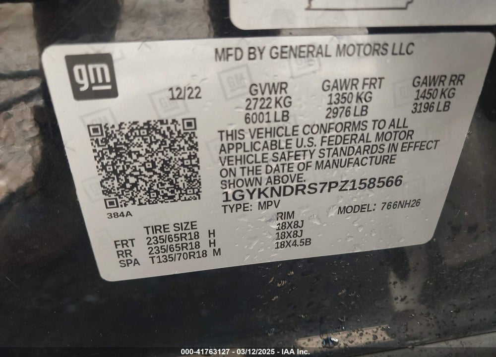 2023 CADILLAC XT5 VIN: 1GYKNDRS7PZ158566