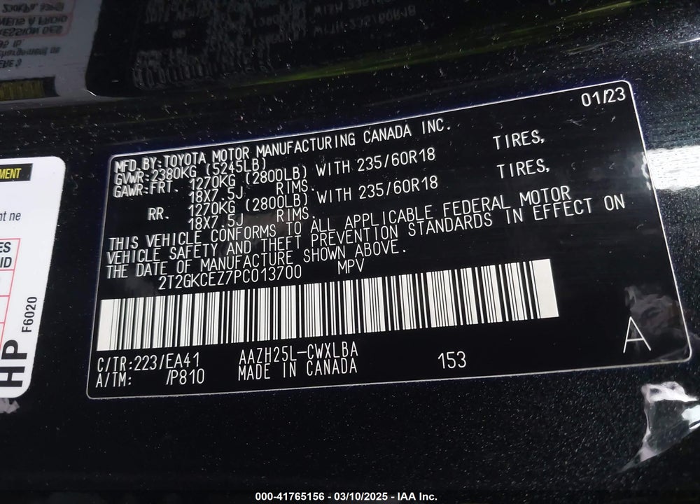 2023 LEXUS NX 350H VIN: 2T2GKCEZ7PC013700