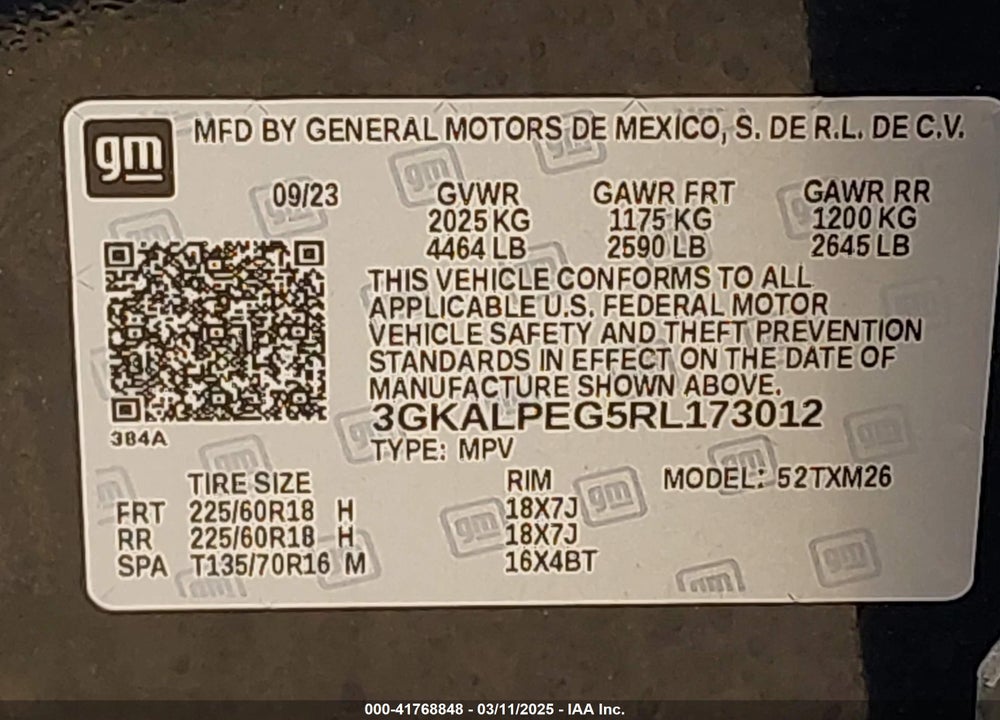 2024 GMC TERRAIN VIN: 3GKALPEG5RL173012