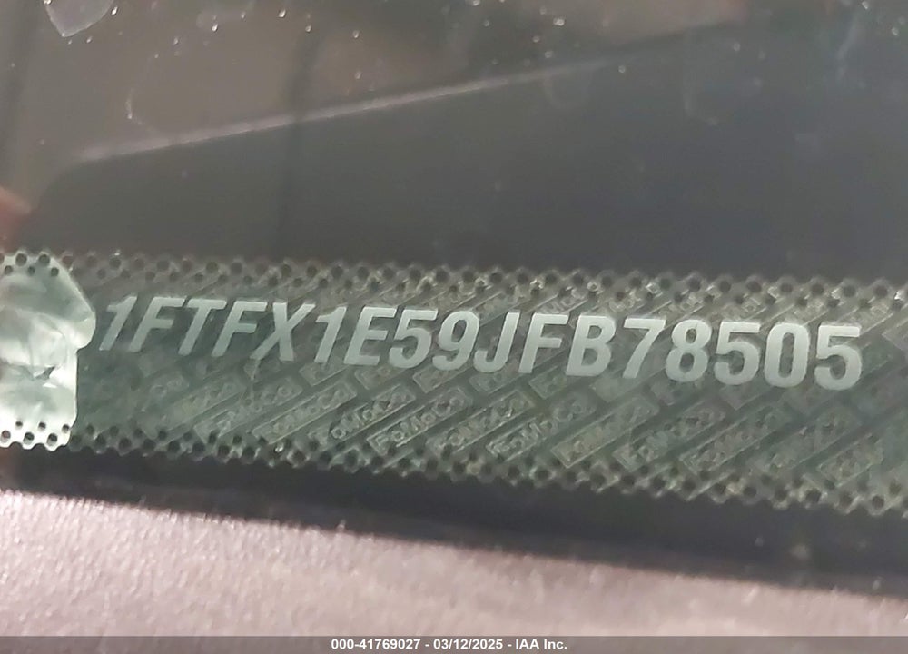 2018 FORD F-150 VIN: 1FTFX1E59JFB78505