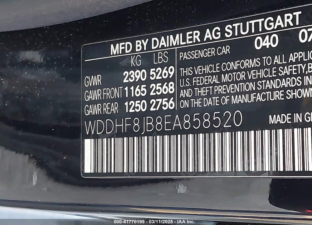 2014 MERCEDES-BENZ E 350 VIN: WDDHF8JB8EA858520