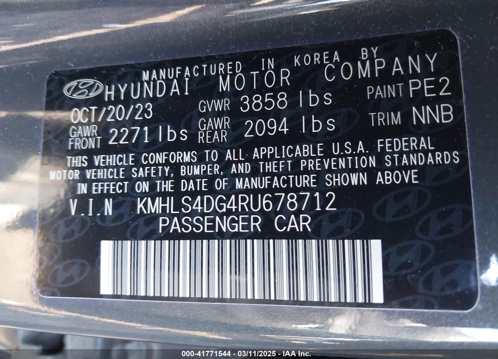 2024 HYUNDAI ELANTRA VIN: KMHLS4DG4RU678712