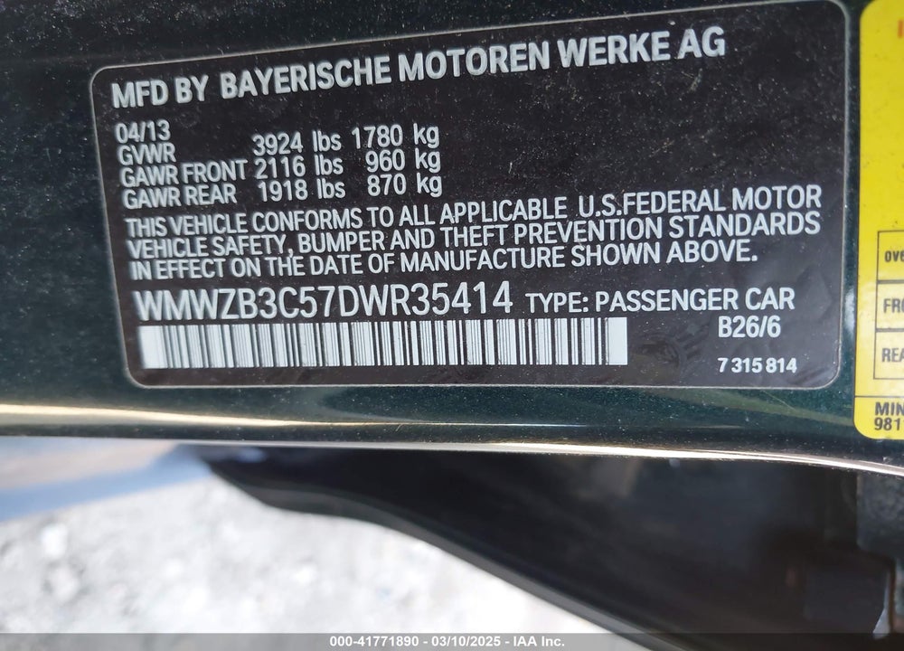 2013 MINI COUNTRYMAN COOPER VIN: WMWZB3C57DWR35414
