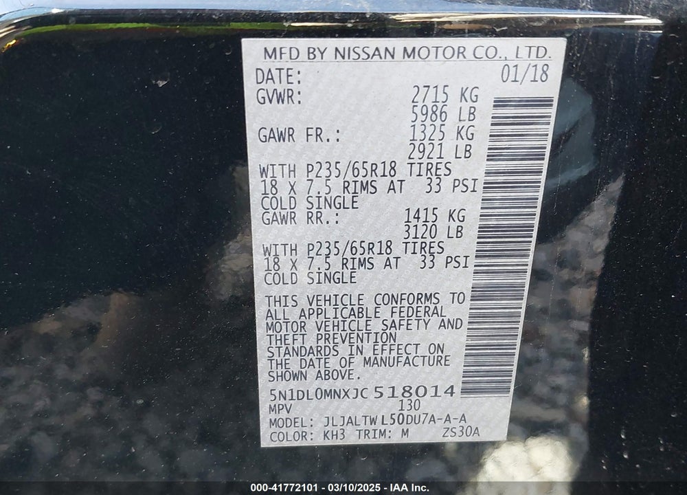 2018 INFINITI QX60 VIN: 5N1DL0MNXJC518014