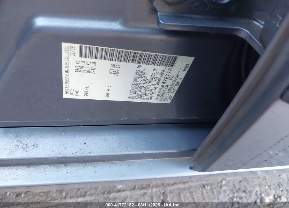 2010 NISSAN ALTIMA VIN: 1N4AL2AP6AN428748