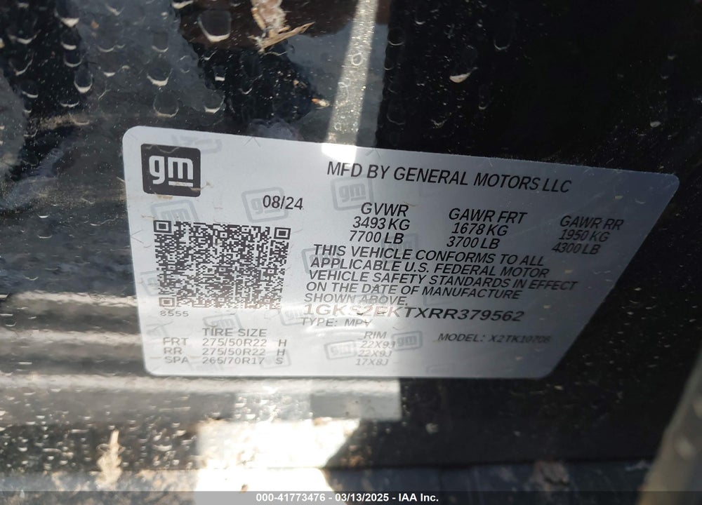 2024 GMC YUKON 4WD DENALI ULTIMATE VIN: 1GKS2EKTXRR379562