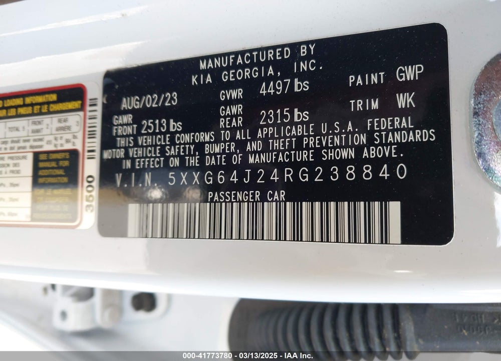 2024 KIA K5 VIN: 5XXG64J24RG238840