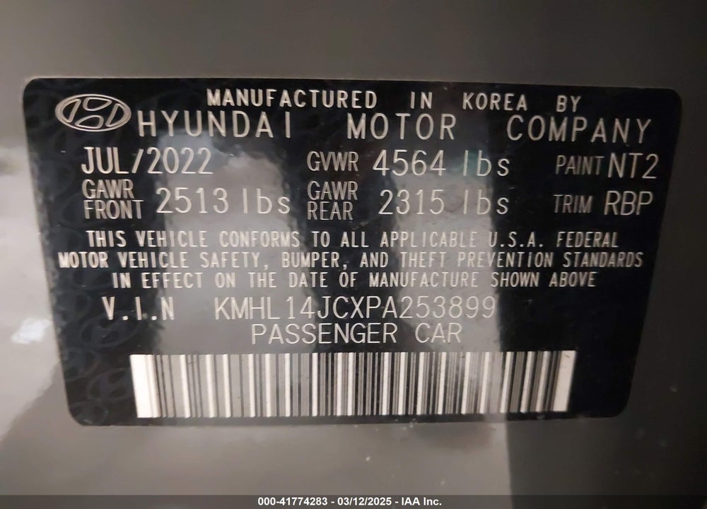 2023 HYUNDAI SONATA VIN: KMHL14JCXPA253899