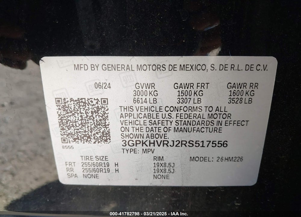 2024 HONDA PROLOGUE VIN: 3GPKHVRJ2RS517556