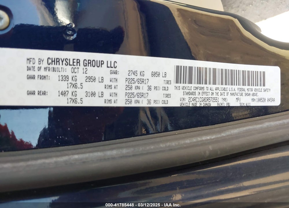 2013 CHRYSLER TOWN & COUNTRY TOURING-L VIN: 2C4RC1CG0DR572551