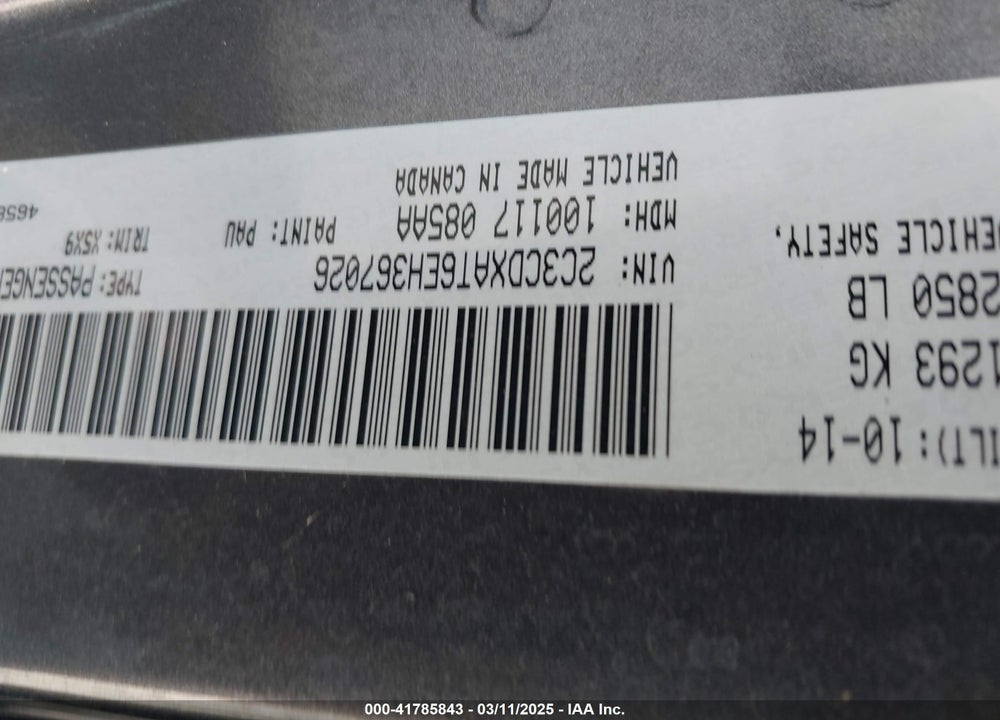 2014 DODGE CHARGER VIN: 2C3CDXAT6EH367026