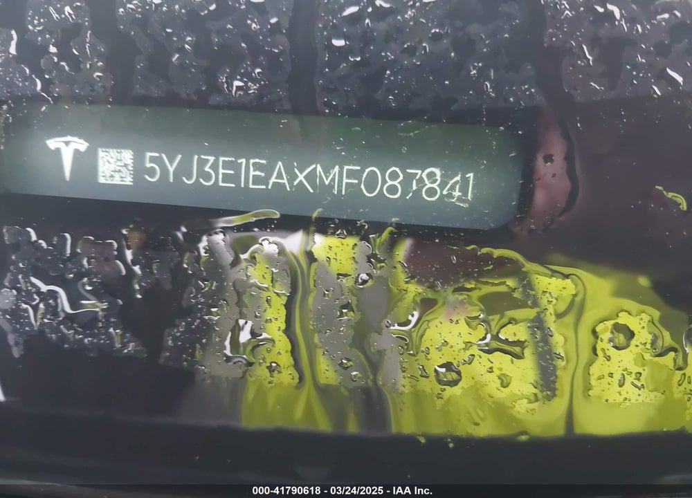 2021 TESLA MODEL 3 VIN: 5YJ3E1EAXMF087841