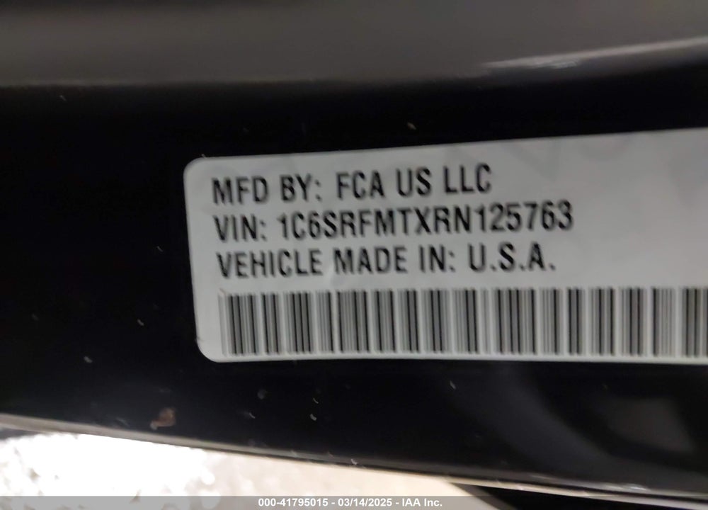 2024 RAM 1500 VIN: 1C6SRFMTXRN125763