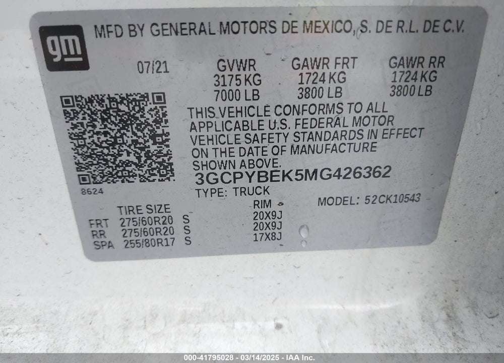 2021 CHEVROLET SILVERADO 1500 4WD SHORT BED CUSTOM VIN: 3GCPYBEK5MG426362