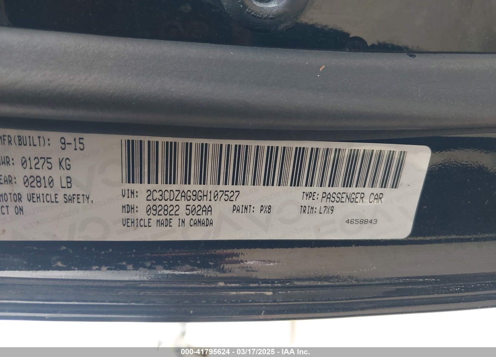 2016 DODGE CHALLENGER SXT VIN: 2C3CDZAG9GH107527