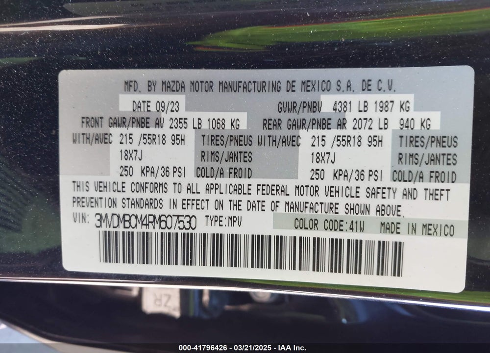 2024 MAZDA CX-30 VIN: 3MVDMBCM4RM607530