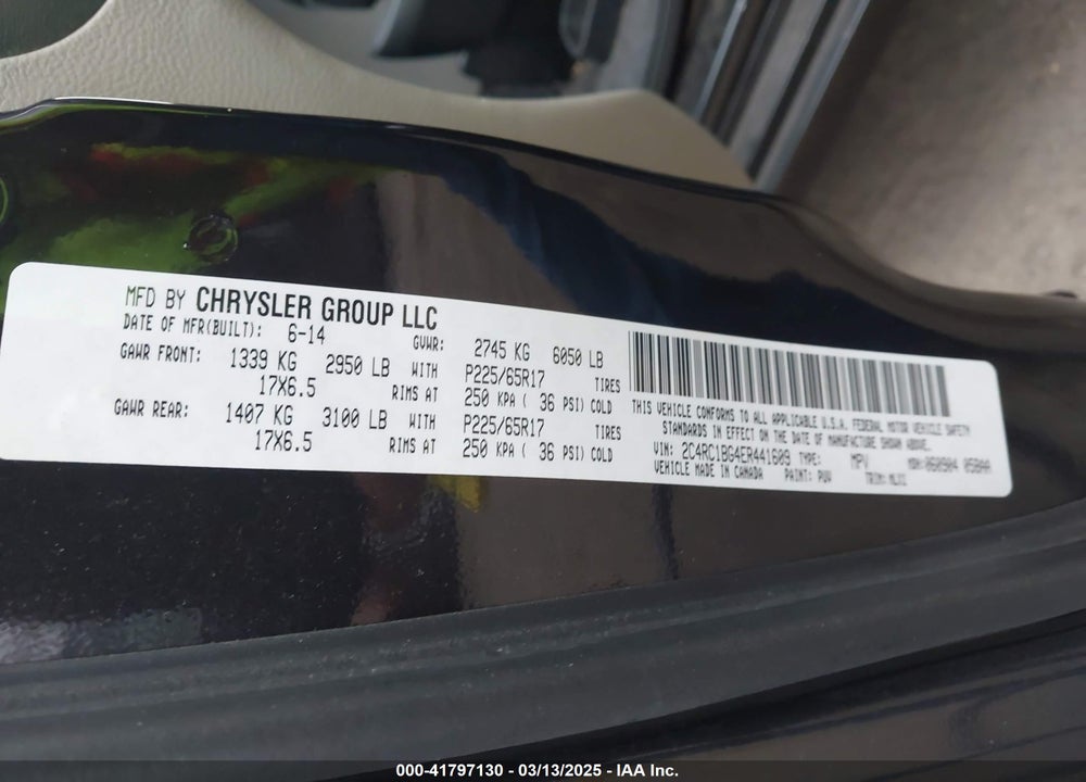 2014 CHRYSLER TOWN & COUNTRY VIN: 2C4RC1BG4ER441609