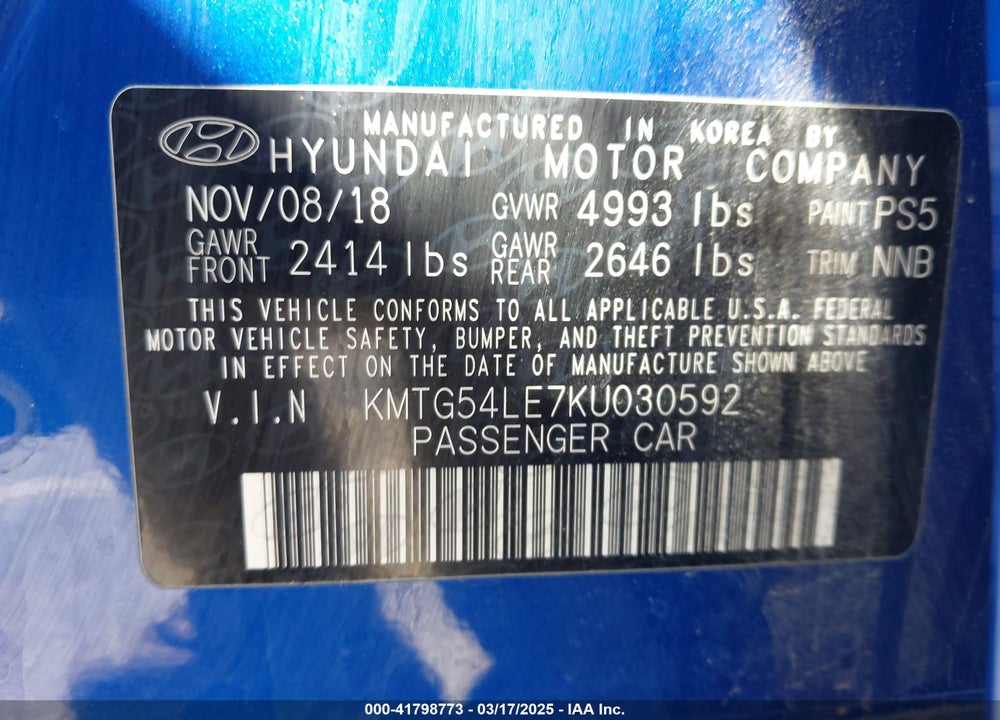 2019 GENESIS G70 VIN: KMTG54LE7KU030592