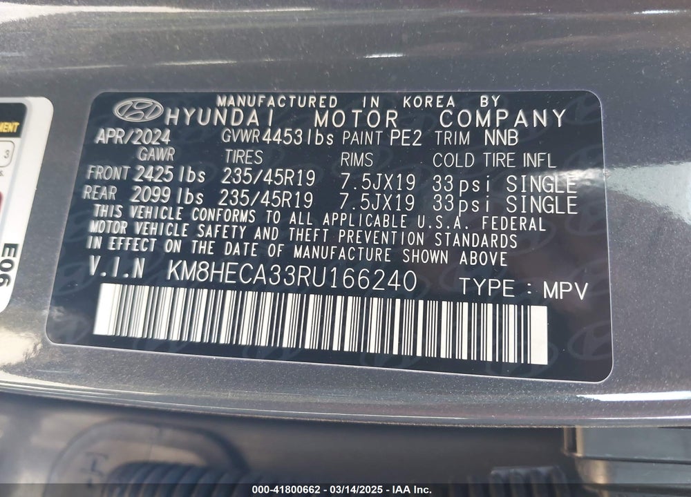 2024 HYUNDAI KONA VIN: KM8HECA33RU166240