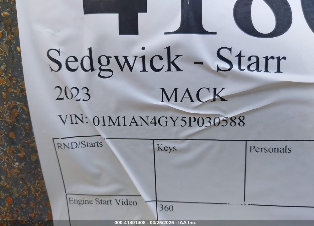 2023 MACK ANTHEM VIN: 1M1AN4GY5PM030588