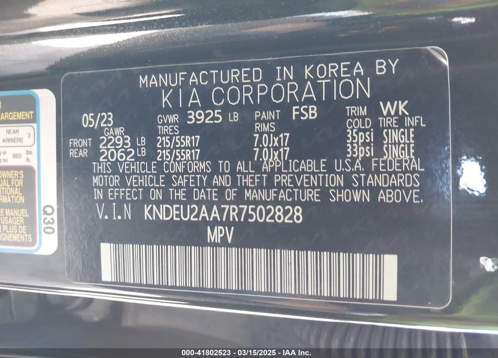 2024 KIA SELTOS S VIN: KNDEU2AA7R7502828