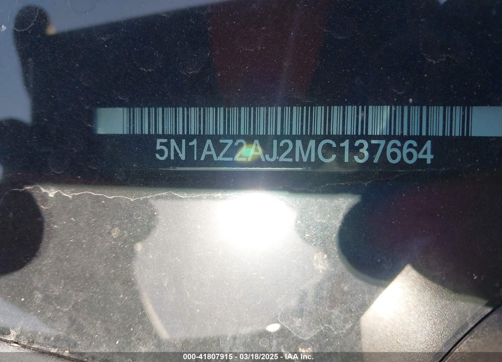 2021 NISSAN MURANO VIN: 5N1AZ2AJ2MC137664